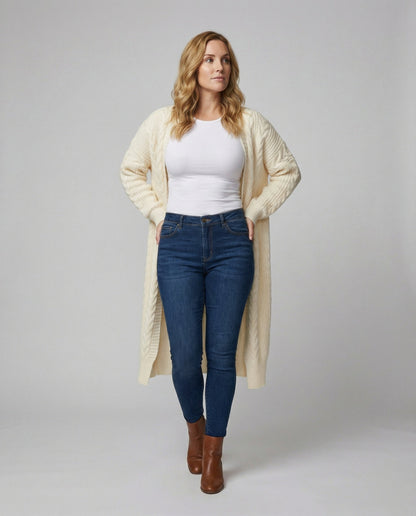 Offene Strickjacke mit Zopfmuster Schulterfrei Modern - BerlinGlamour
