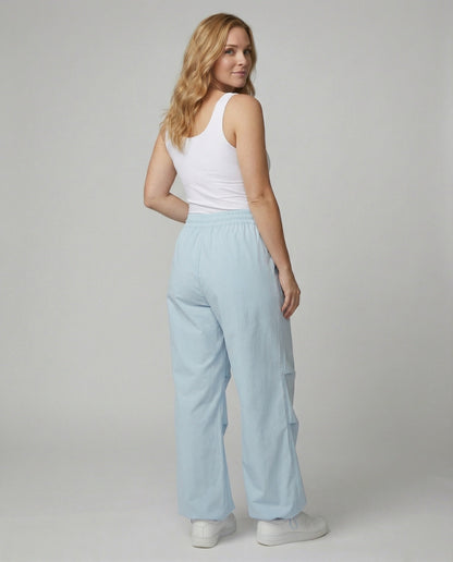 Stretch Taillenfaltenhose mit elastischem Bund und Tunnelzug
