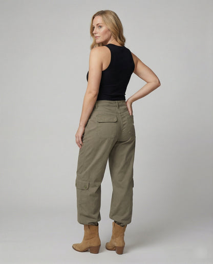 Moderne Cargo-Hose Palazzo-Style mit Klappentaschen