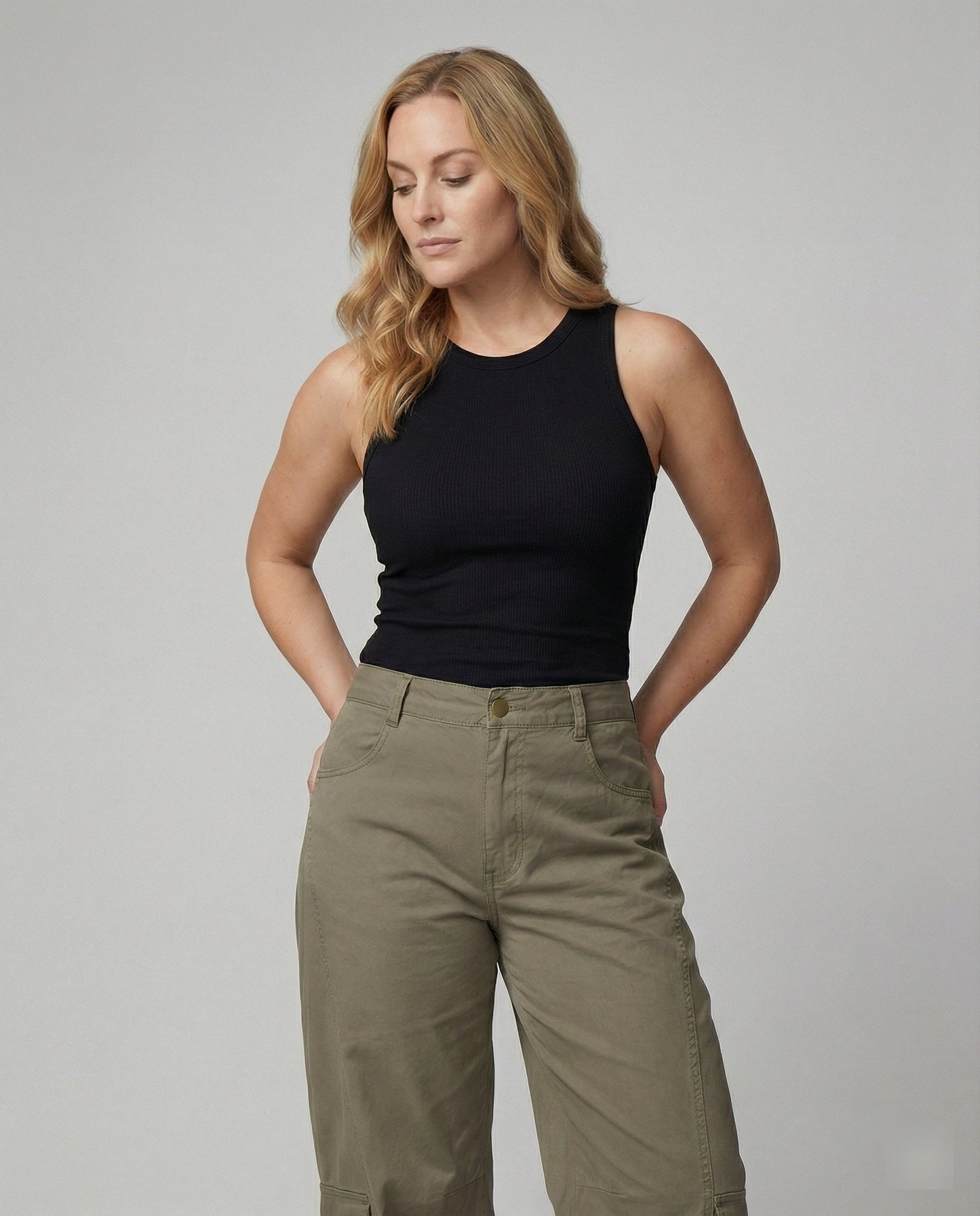 Moderne Cargo-Hose Palazzo-Style mit Klappentaschen