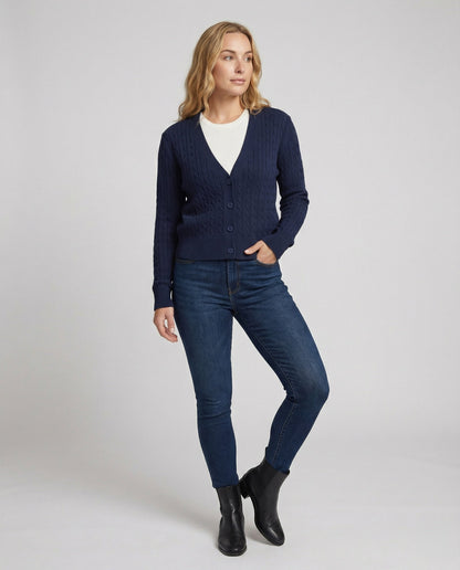 Leichter Baumwoll Cardigan Rundhals Modern Natürlich - BerlinGlamour