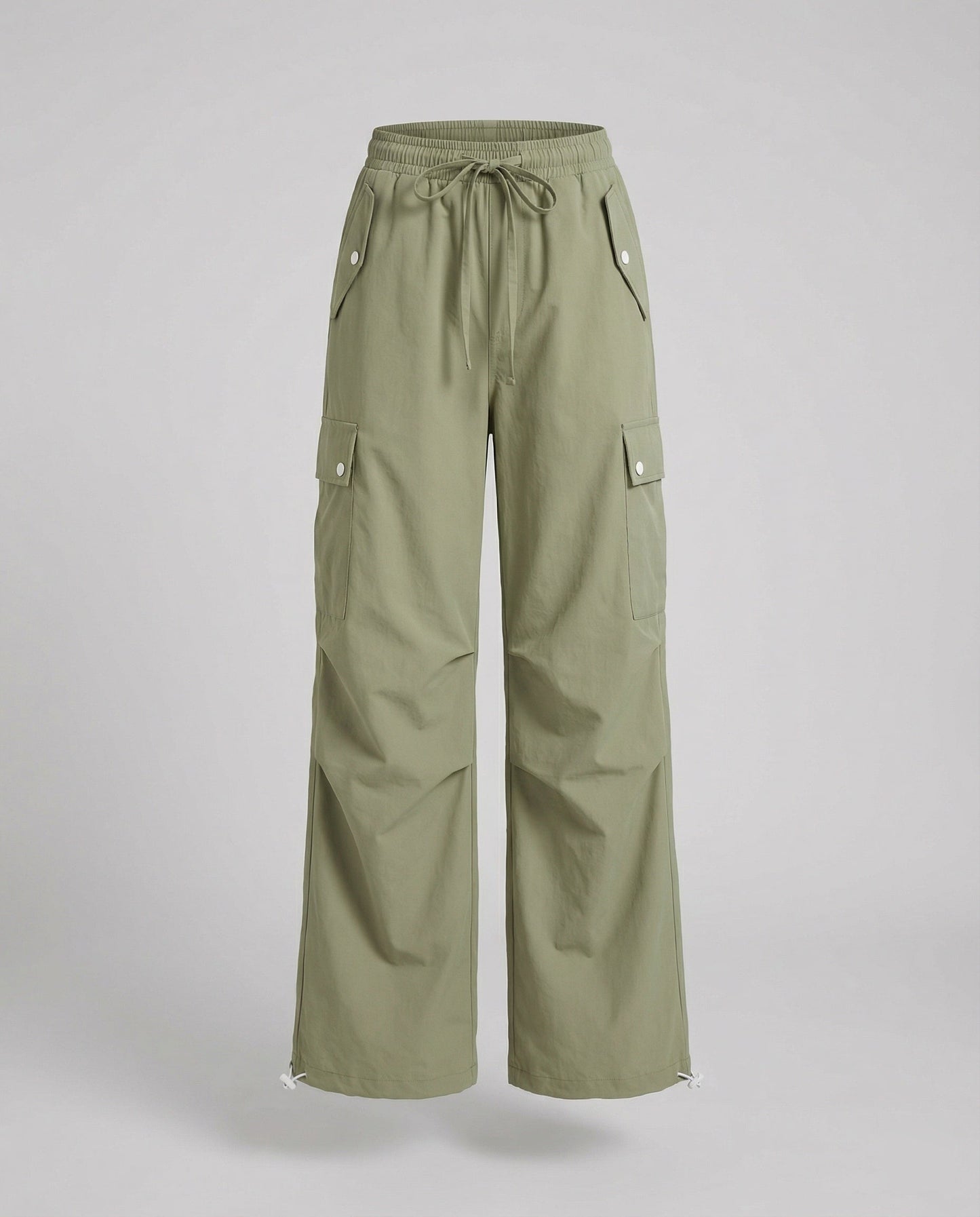 Hohe Cargohose Damengras mit Kordelzug und Tunnelzug Elastic