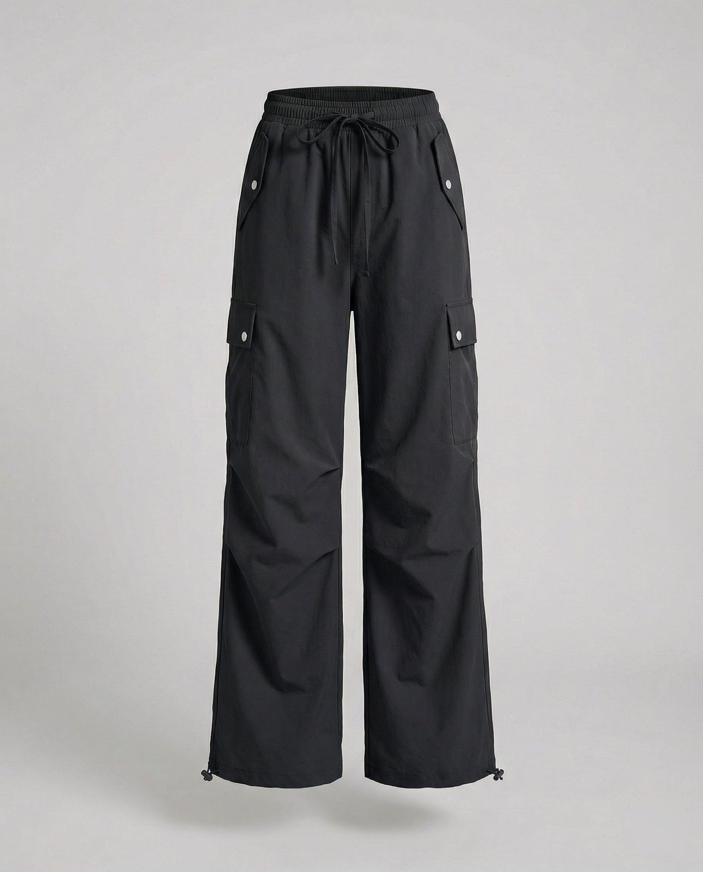 Hohe Cargohose Damengras mit Kordelzug und Tunnelzug Elastic