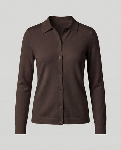 Elegante Frauenbluse mit verdeckten Knöpfen und langen Ärmeln