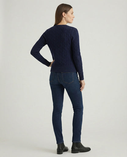 Knopfcardigan Damen Slim Fit Rundhals Zopfmuster
