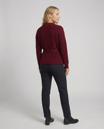 Strick-Cardigan Damen Tailliert mit Gürtel und Taschen