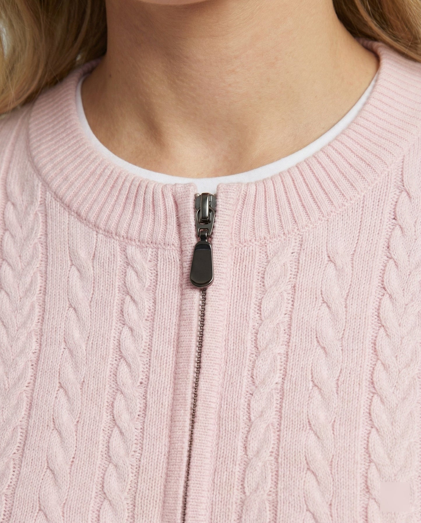 Moderner Zopf-Cardigan Mit Metallreißverschluss Lang