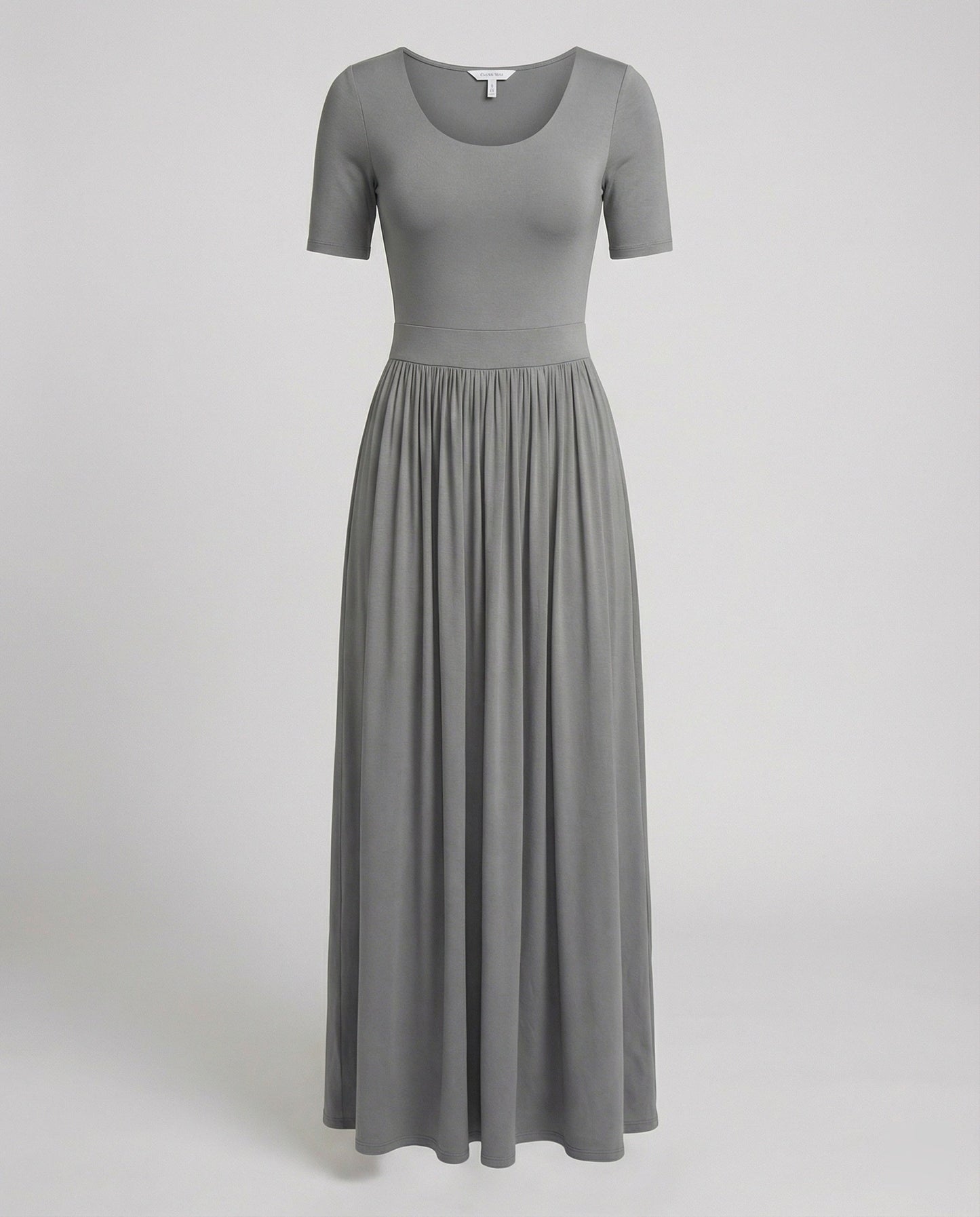 Elegantes Maxikleid Figurbetont Halbarmig Faltenrock Damen