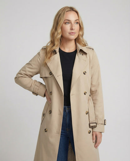 Taillierter Trenchcoat Lang Damen Modern mit Gürtel - BerlinGlamour