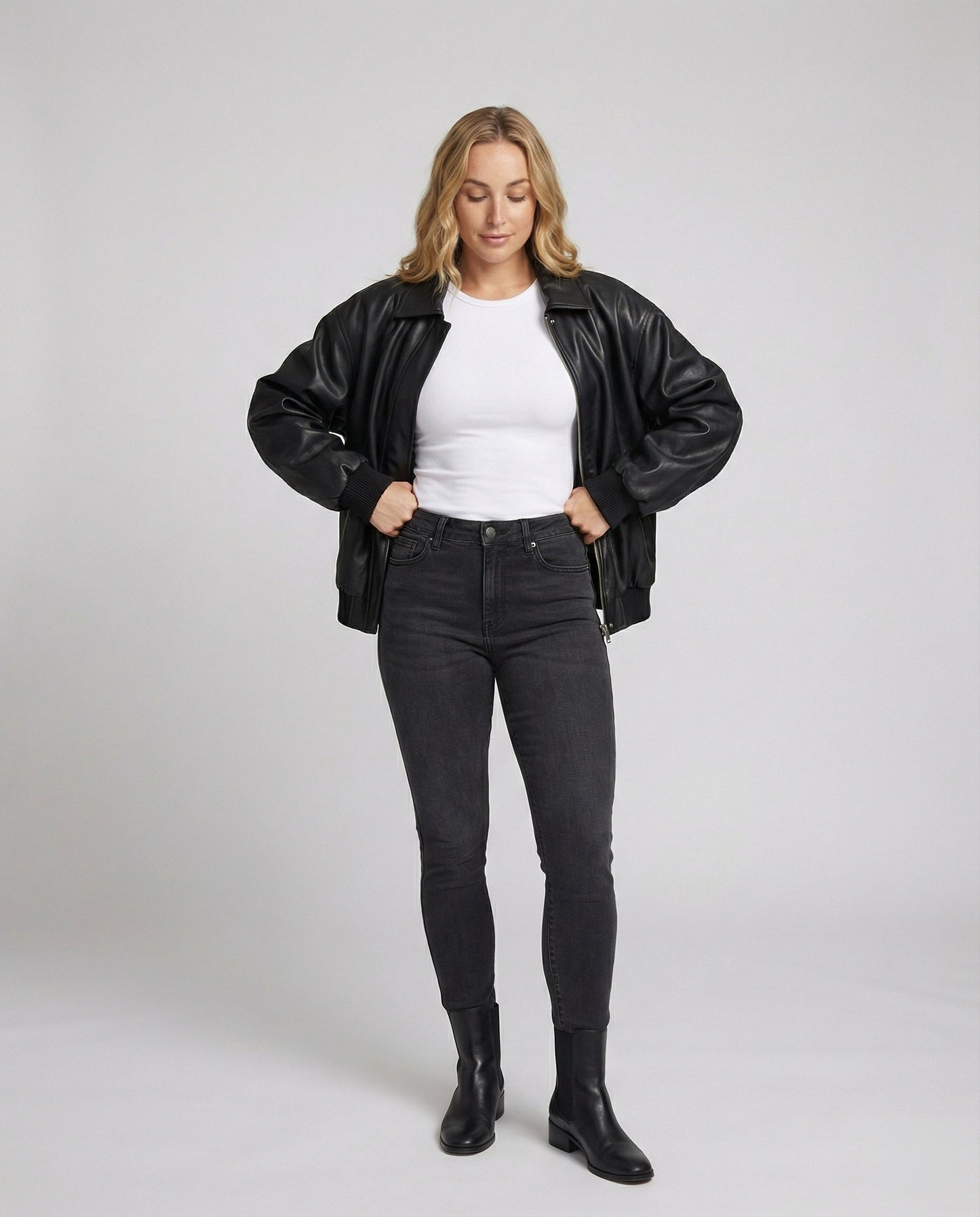 Vegan Ledermantel Oversize Reißverschlussjacke Elastisch - BerlinGlamour