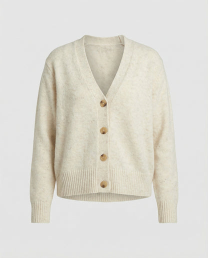 Strickjacke V-Ausschnitt Weich Oversized Perlmuttknöpfe Damen
