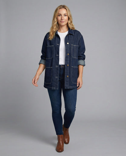 Weite Jeansjacke Oversized mit Taschen Damen - BerlinGlamour