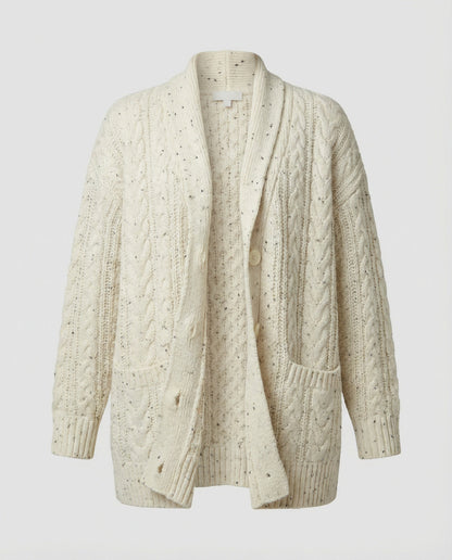 Grobstrick Cardigan Zopfmuster Eingrifftaschen Modern