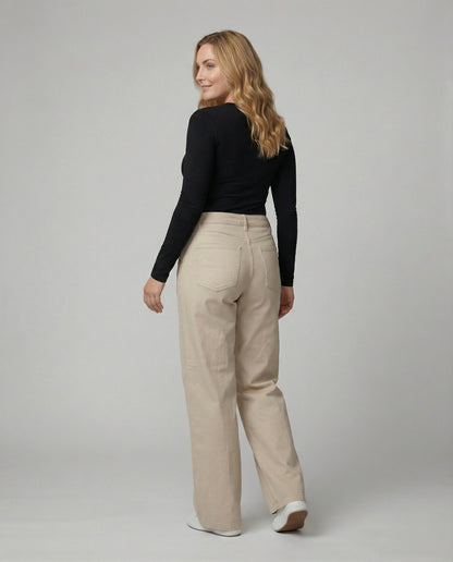 Weite Damen Palazzo Hose Baumwolle High Waist