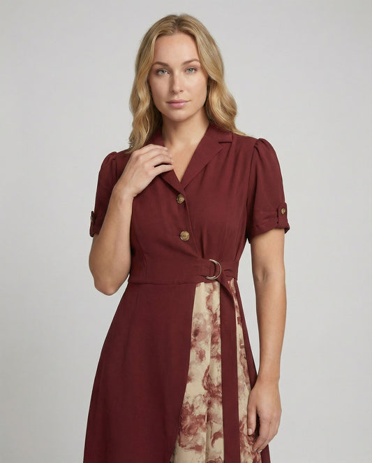 Asymmetrisches Wickelkleid mit Blazerkragen und Gürtel - BerlinGlamour