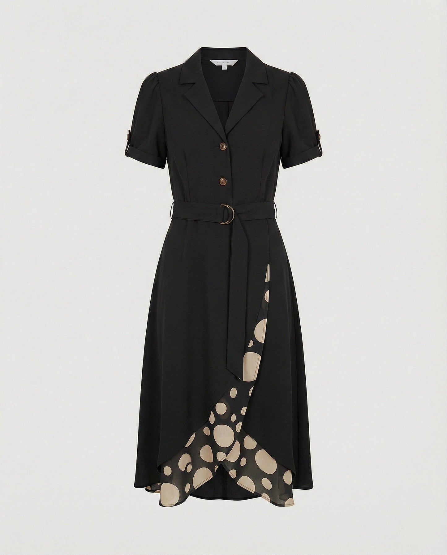 Asymmetrisches Wickelkleid mit Blazerkragen und Gürtel