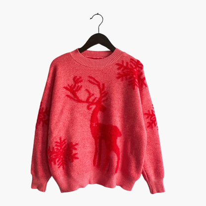 Damen pullover mit Rentiermotiv und Rippdetails 8