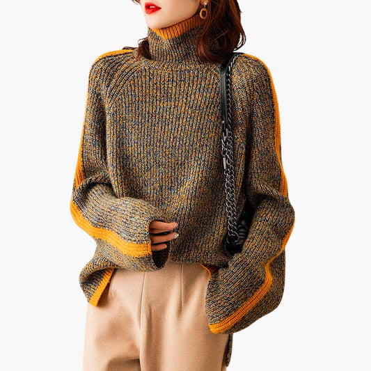 Damen pullover mit Rollkragen und langen Ärmeln 0