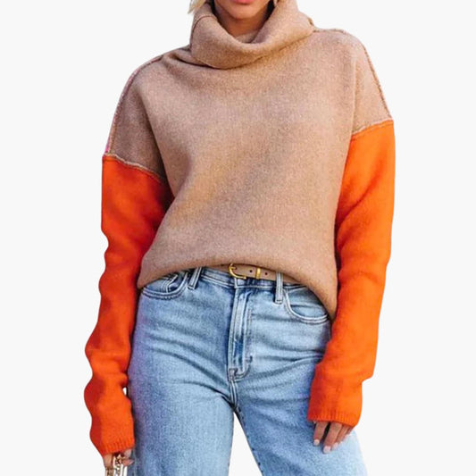 Damen pullover mit Rollkragen und langen Ärmeln 0