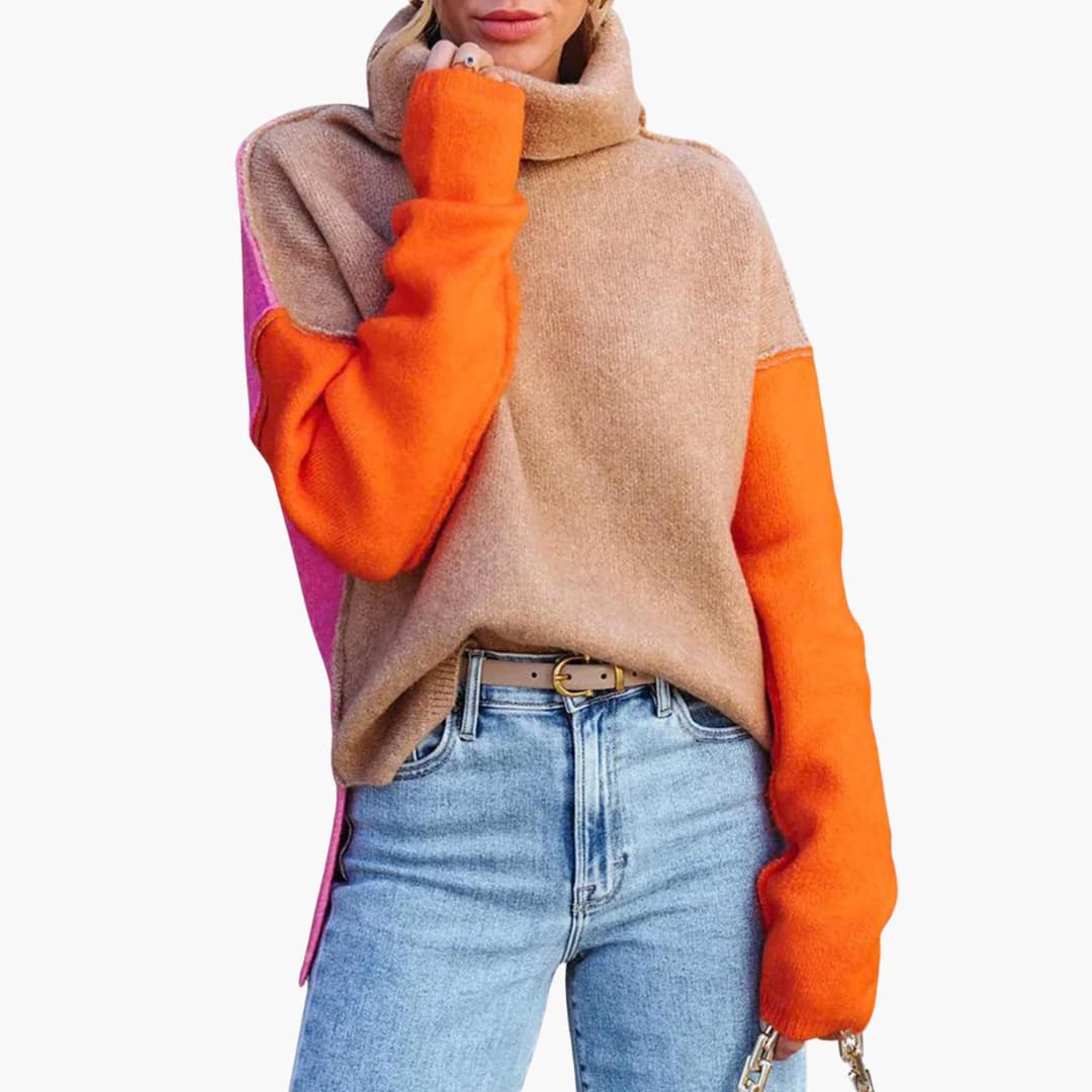 Damen pullover mit Rollkragen und langen Ärmeln 2