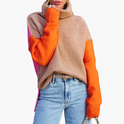 Damen pullover mit Rollkragen und langen Ärmeln 2