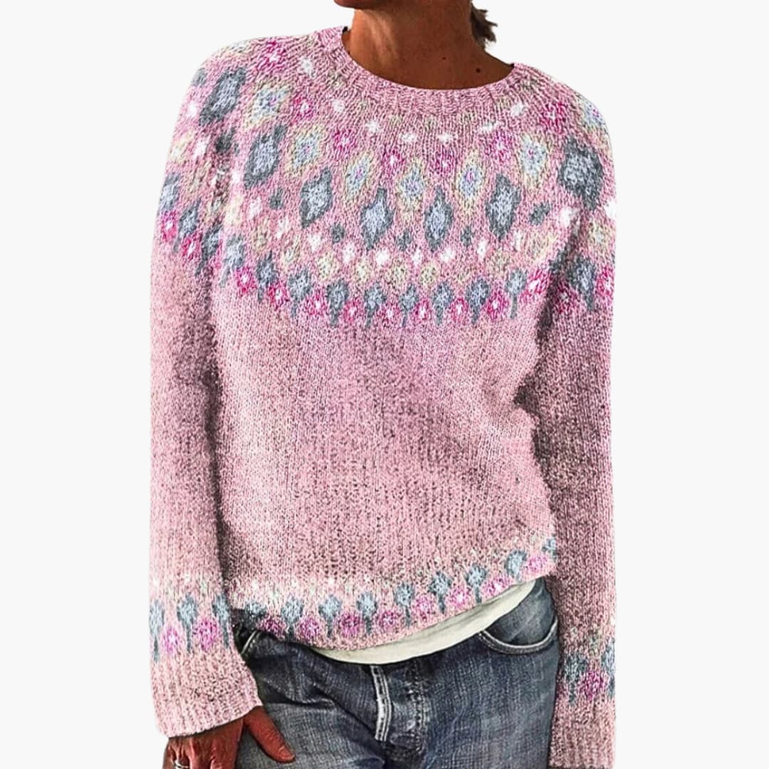 Damen pullover mit Rundhalsausschnitt und Strickmuster 3