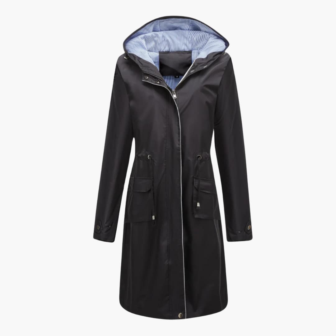 Damen’s Kapuzen Trenchcoat mit verstellbarer Taille 0