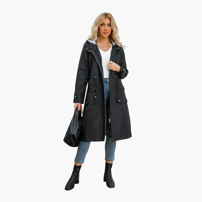 Damen’s Kapuzen Trenchcoat mit verstellbarer Taille 2