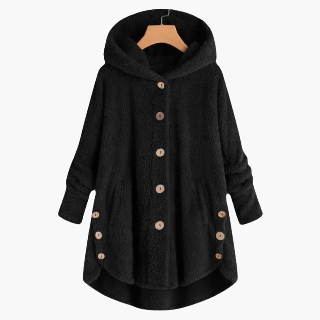 Damenjacke mit Kapuze und Knopfverschluss 1