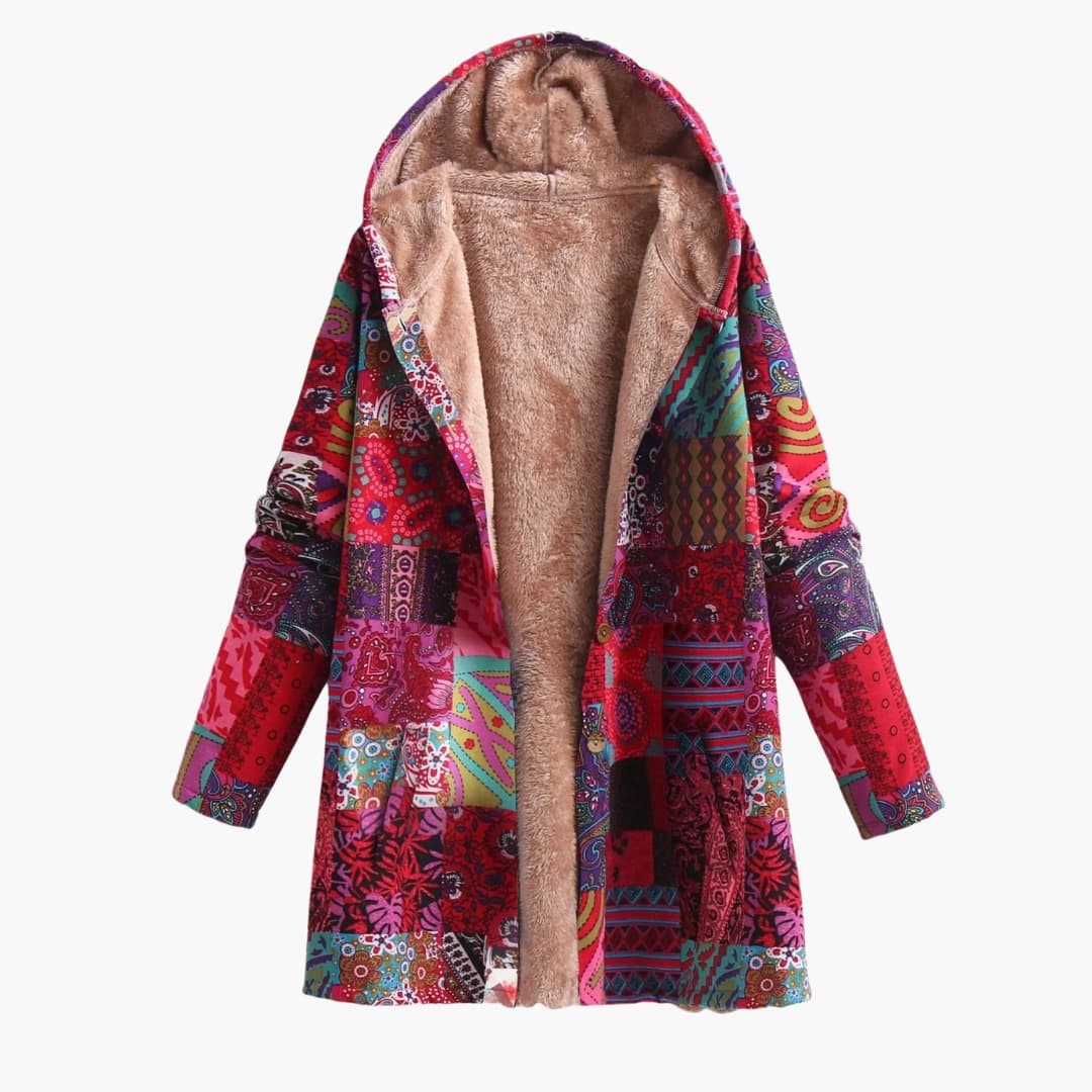 Damenjacke mit Kapuze und Print Oberfläche 1