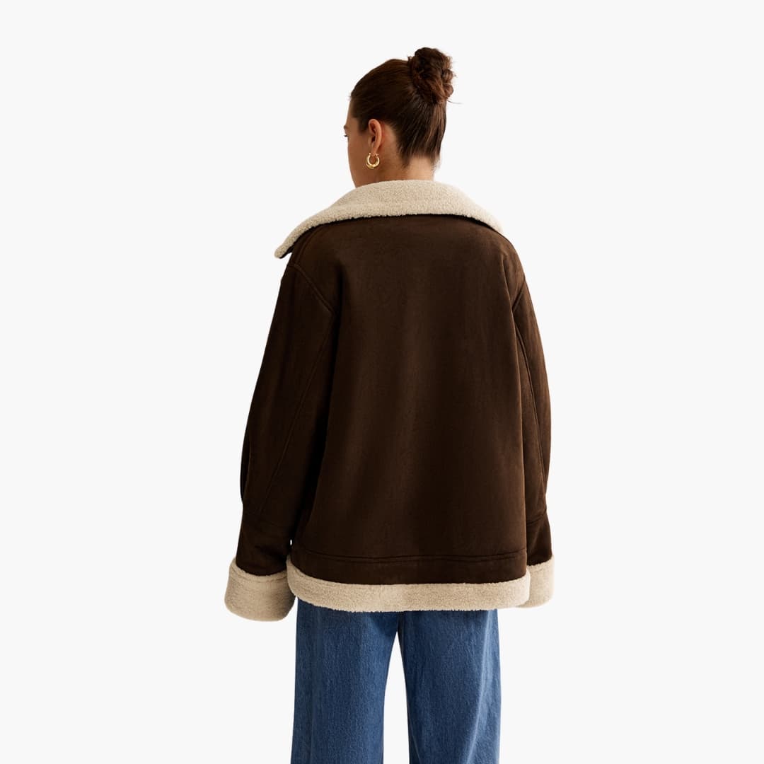 Damenjacke mit Reißverschluss und Shearling Futter 4