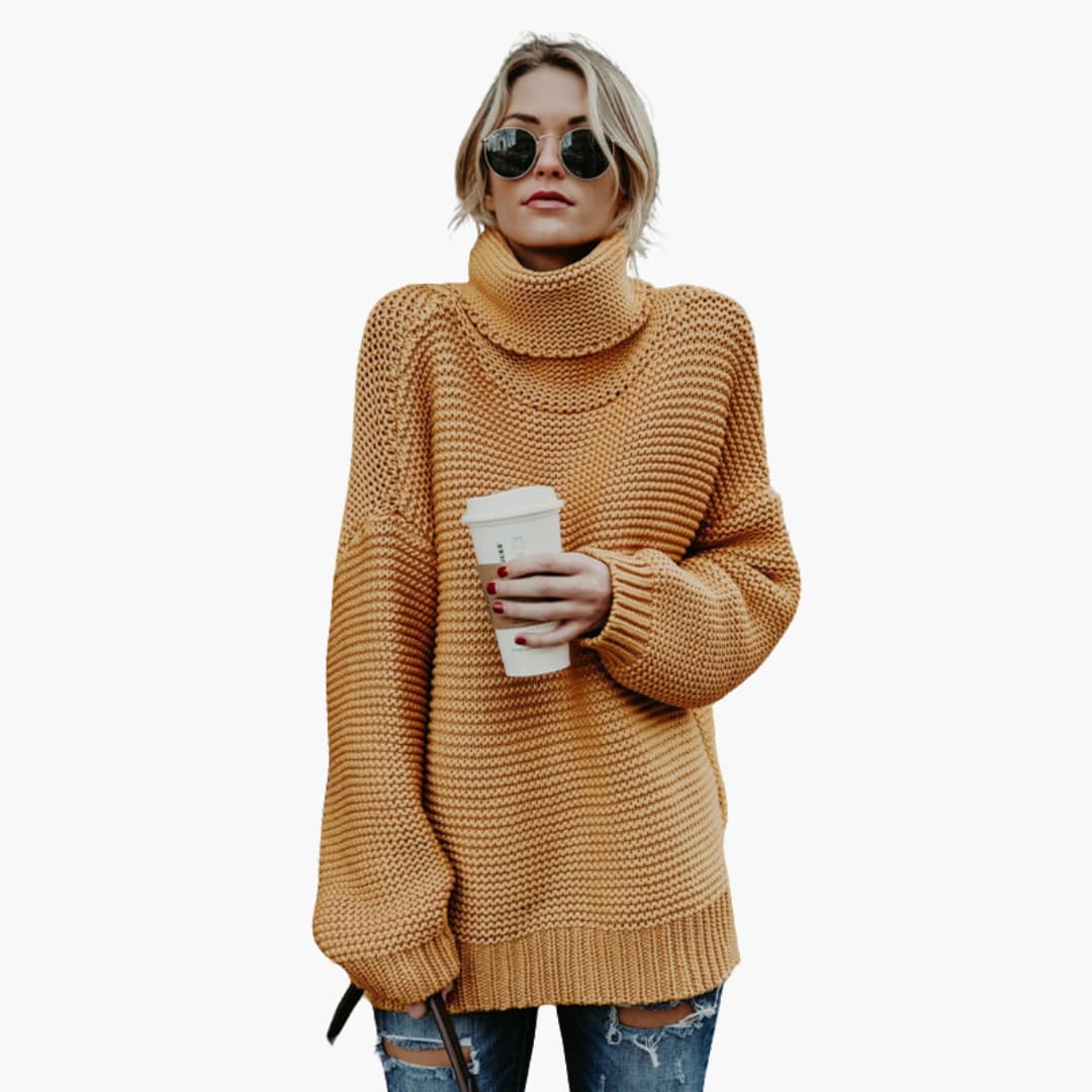 Damenpullover mit Rollkragen und geripptem Saum 6