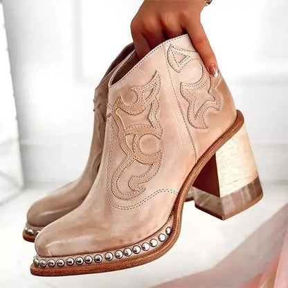 Lederstiefel Damen Bestickt Palmer Norwich Elegante Stiefel