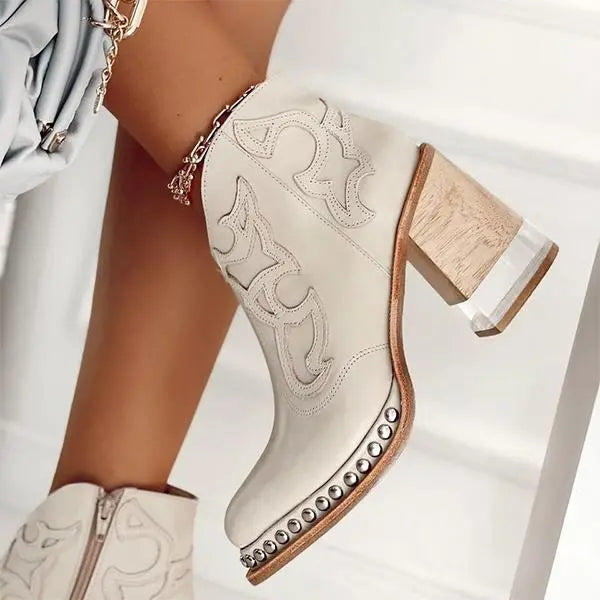Lederstiefel Damen Bestickt Palmer Norwich Elegante Stiefel - BerlinGlamour