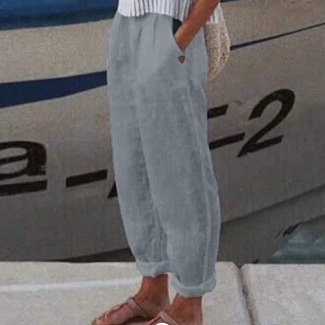 Damenhosen Weicher Bund Mit Seitentaschen Elegant