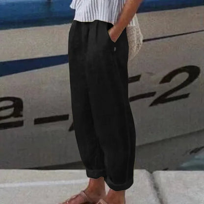 Damenhosen Weicher Bund Mit Seitentaschen Elegant
