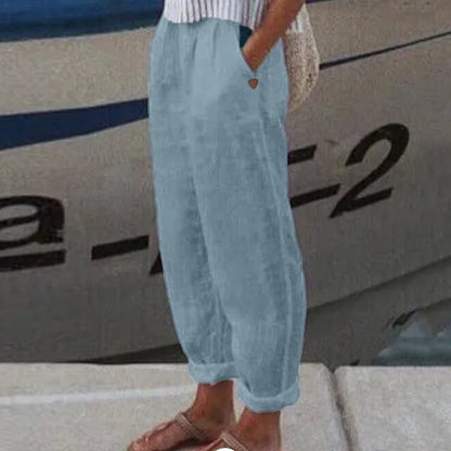 Damenhosen Weicher Bund Mit Seitentaschen Elegant
