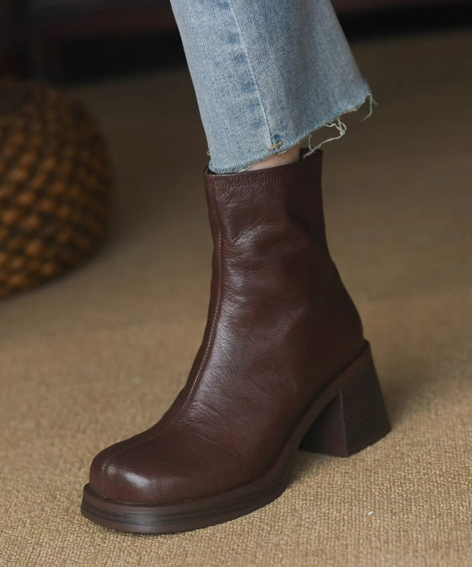 Damen Stiefeletten Dickabsatz Reißverschluss Schuhe Heidi Style - BerlinGlamour