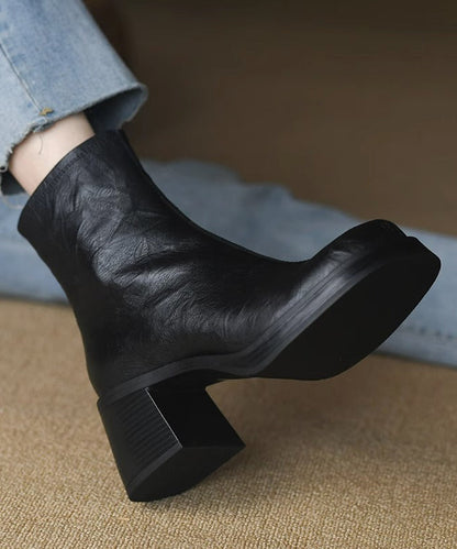 Damen Stiefeletten Dickabsatz Reißverschluss Schuhe Heidi Style