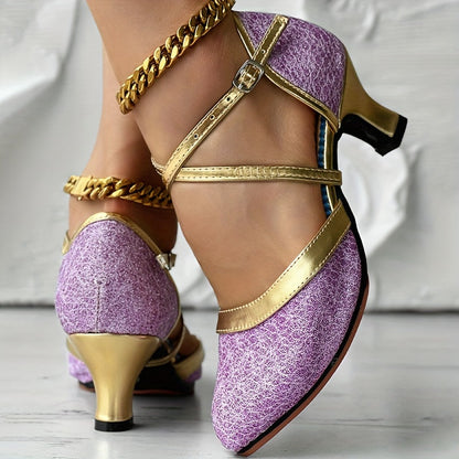 Damen High Heels Doppelriemen Glänzend Schuhe