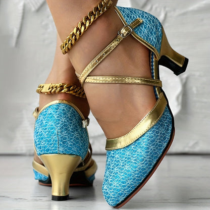 Damen High Heels Doppelriemen Glänzend Schuhe