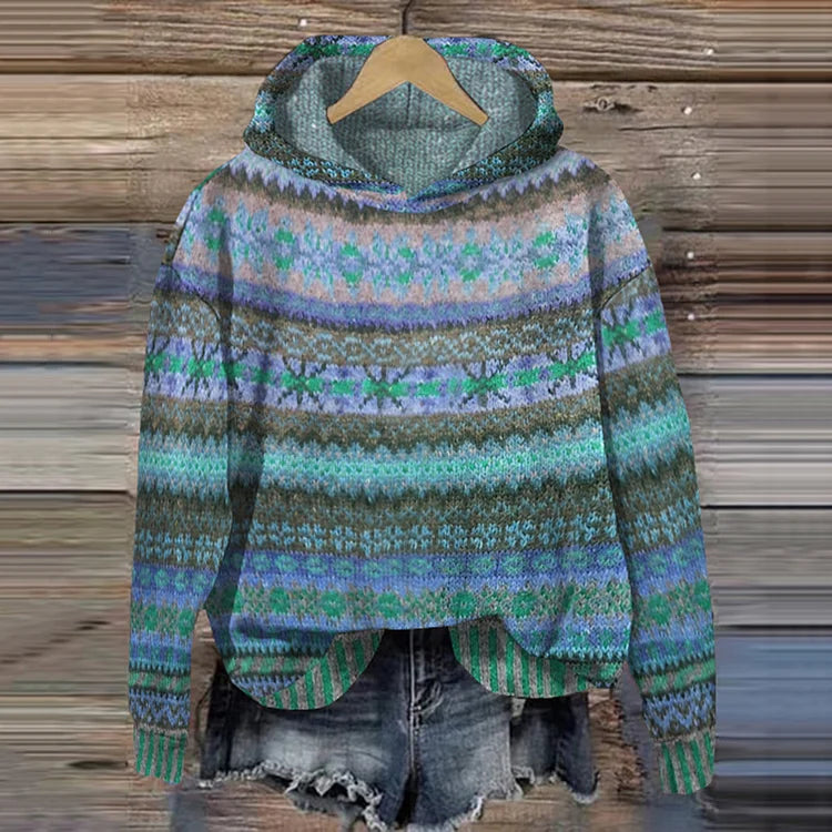 Kapuzenpullover Norweger Muster Strick Hoodie