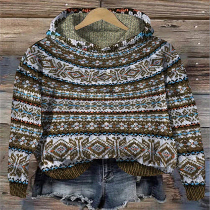 Kapuzenpullover Norweger Muster Strick Hoodie