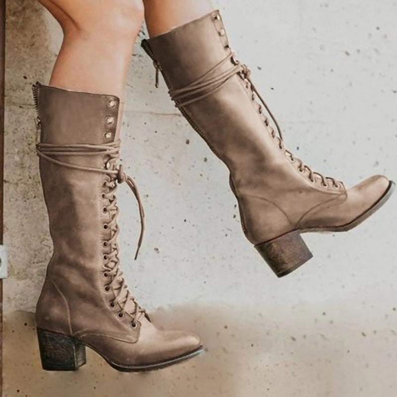 Damen Stiefel Knielang mit hohem Absatz Trendy