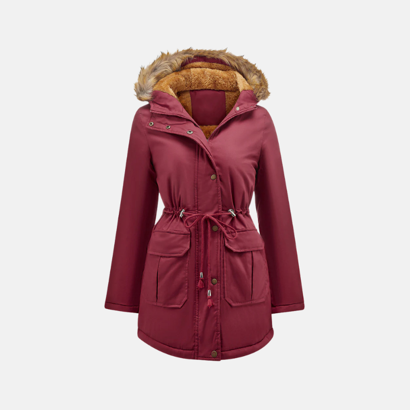 Damen Winterparka mit Fleece und Kunstfellkapuze Warm - BerlinGlamour