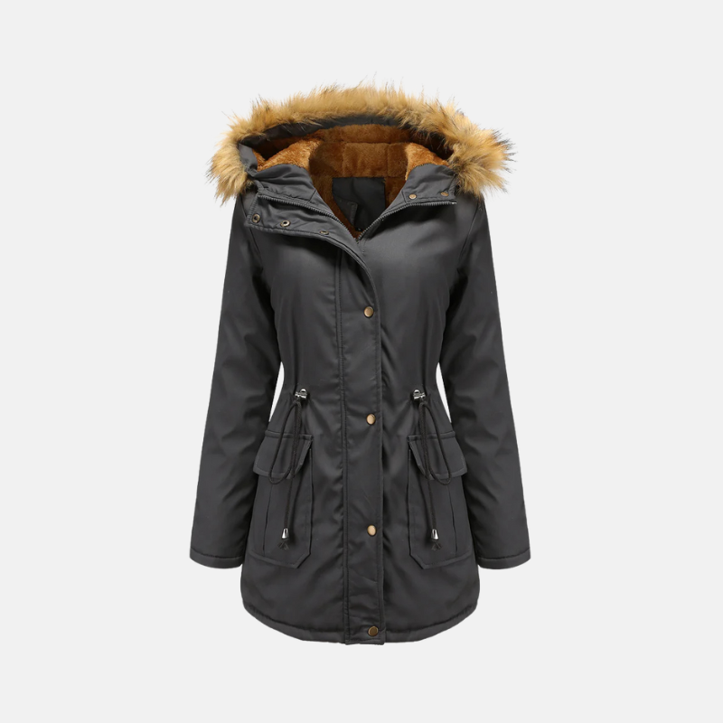 Damen Winterparka mit Fleece und Kunstfellkapuze Warm