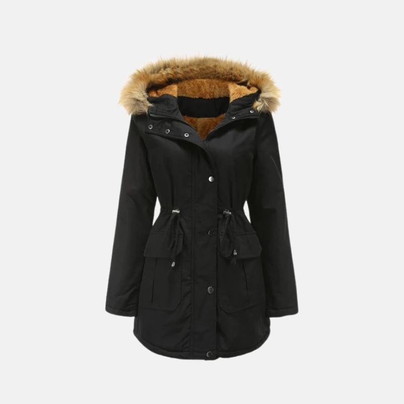 Damen Winterparka mit Fleece und Kunstfellkapuze Warm
