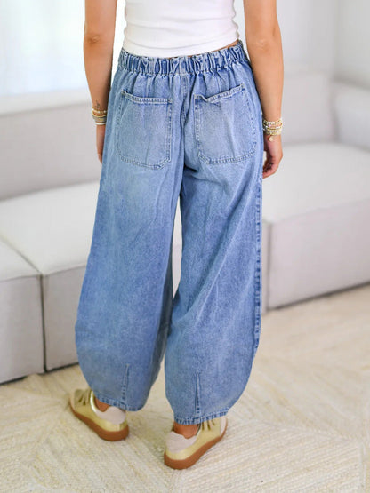 Bequeme Damenjeans Weit Geschnitten Mit Kordelzug