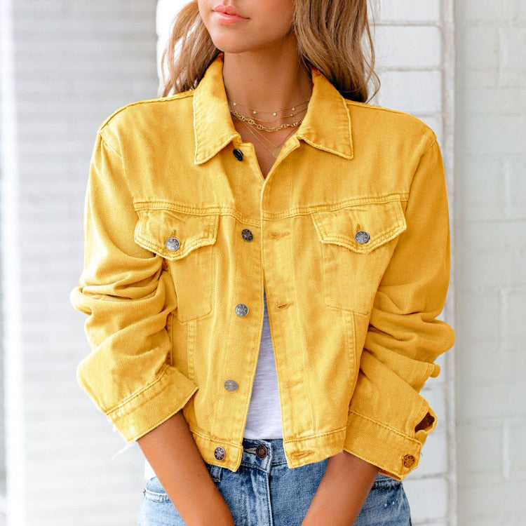 Damen Jeansjacke Übergangsjacke Stilvoll Modern