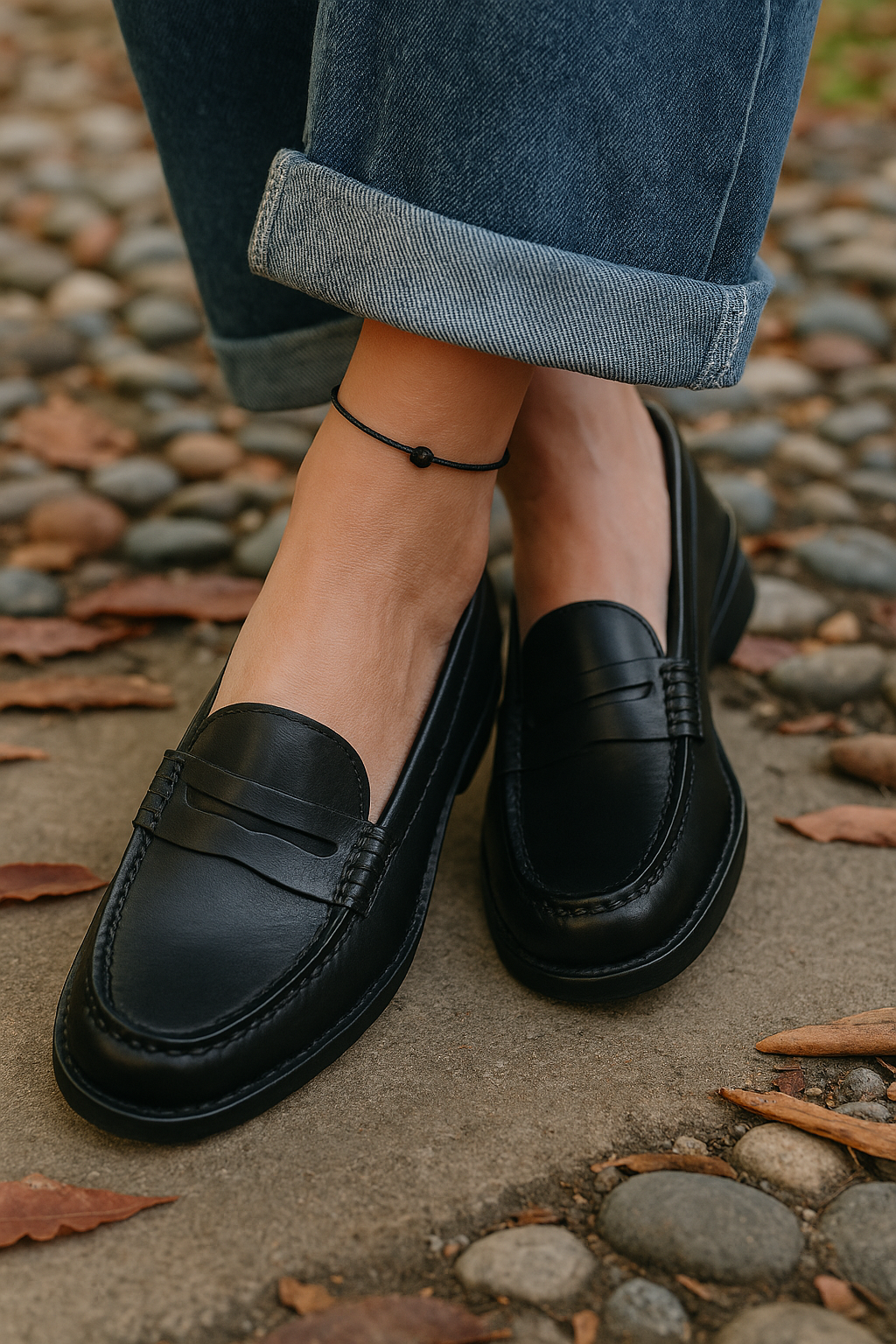 Damen Leder Slipper Schwarz Braun Wintermode